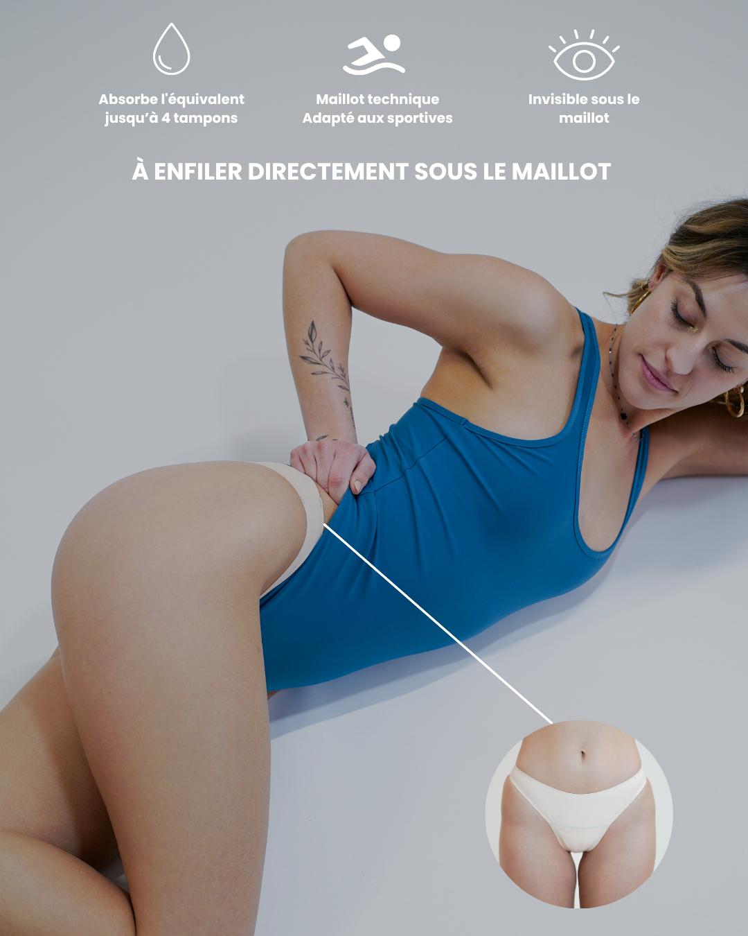 SOUS MAILLOT MENSTRUEL SPORT - VANILLE